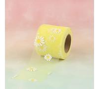 1Pcs Flower Daisy Ribbon, 6cm x 23m Summer Spring Decorative Ribbon for DIY Crafts, Gift Wrapping, Wedding Party Decoration