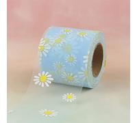 1Pcs Flower Daisy Ribbon, 6cm x 23m Summer Spring Decorative Ribbon for DIY Crafts, Gift Wrapping, Wedding Party Decoration