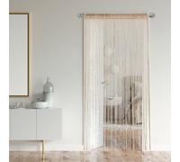 1PCS Fly Net Screen Door Curtain,Glitter Door Wall Window Fly Screen Curtain,Tassel Ribbon Strip Net,Window Fringe Room Divider Panel for Bedroom Living Room Party Events (Champagne Gold)