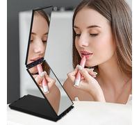 1pcs Four Sided Foldable Portable Mirror for Bathroom Bedroom Persona Compact and Travel Mirrors Black Mirror,12.3 * 6.8 * 1.5cm
