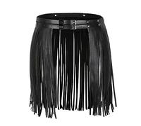 1pcs Fringe Leather Skirt Belt, Punk Rock & Gothic Bikini Belt for Skirt & Pants (Black)