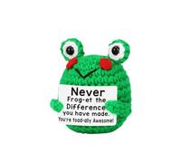 1Pcs Frog Teddy Plush, Frog Plush Doll With Card, Emotional Support Gift, Positive Potato Crochet, 6 * 9 cm, Suitable for Friend Party Decoration A01