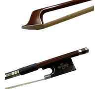 1pcs Full Size Brazilwood Ebony Frog Round Violin Bow Genuine White Horse Hair 4/4(4/4)