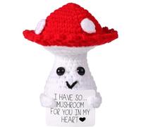 1pcs Funny Positive Mushroom,3.93inCreative Cute Emotional Support Knitted Wool Potato Doll with Inspirational Card Mushroom Crochet Lucky Gift for Plush Birthday Gift Party Decoration Encouragement