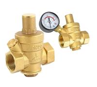 1pcs G 1/2" 3/4" 1" 2" Brass Water Pressure Reducing Maintaining Valve DN15/DN20/DN25/DN32 Regulator Adjustable Relief Valve Gauge(DN20,Without Gauge)