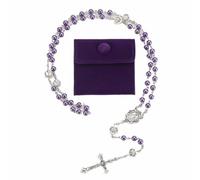 1pcs Glass Pearl Beads with Miraculous Epoxy Heart Metal Beads Rosary Necklace pack in Velvet Gift Bag with Rosary Pray jewelry, 50 cm, Zinc, No Gemstone