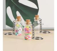 1PCS Glass Wish Bottle Keychain for Message Bag DIY Mini Pendant Decoration Short Lanyard Handmade Jewelry Gift