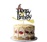 1Pcs Glitter Magic Wizard Inspired Cake Topper Happy Birthday Cake Topper Decoration for Magic Theme Party Happy Birthday Party Supplies