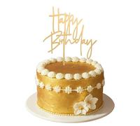 1PCS Gold Birthday Cake Topper, Acrylic Cake Decorations, Happy Birthday Cupcake Toppers for Kids, Adults, Dessert, Birthdays Party, Table, Photo Booth 5.5×3.9 Inches