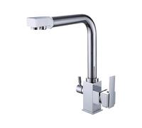 1PCS Gold Filtered Faucet Double Outlet Kitchen Pure Water hot and Cold Dish Basin Sink(Cromo)