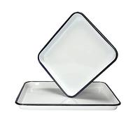 1PCS Handcrafted Vintage Tray White Enamel Home Cake Oven Baking Tray Square Retro Plates (18CMX24CMX3CM)