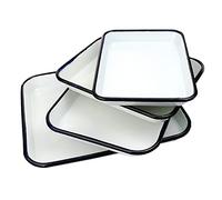 1PCS Handcrafted Vintage Tray White Enamel Home Cake Oven Baking Tray Square Retro Plates (35X45X3.5CM)