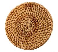 1PCS Handmade Rattan Coasters for Cups and Bowls, Unique Round Insulation Placemats, Natural Look for Kitchen Decor