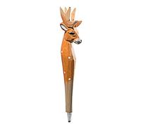 1PCS Handmade Wood Carved Animal Gel Pen with 3 PCS Refills |, Creative Hand Crafted Pen School Office Supply, Fun Novelty Writing Pen, Unique Gift Style (Sika Deer)