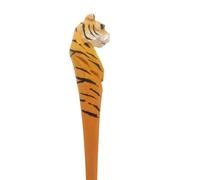 1PCS Handmade Wood Carved Animal Gel Pen with 3 PCS Refills | Tiger, Creative Hand Crafted Pen School Office Supply, Fun Novelty Writing Pen, Unique Gift Style (Tiger)
