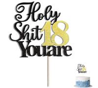 1PCS Happy 18 Birthday Cake Decoration, Personalised Happy Birthday Cake Topper,Holy Shit You are 18,for Cake, Glitter Heart Stars Cake Toppers, Birthday Gift
