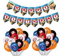 1Pcs Happy Birthday Banner 18Pcs Game Balloons Birthday Party Decorations, Party Latex Balloons For Kids Boys Girls Birthday Party Decoration
