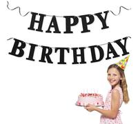 1pcs Happy Birthday Banner,Glitter Black Happy Birthday Bunting Banners Birthday Party Decorations,Shiny Birthday Banner Party Decorations for Home or Garden Birthday Party Bunting(Black)