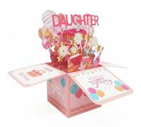 1PCS Happy Birthday Daughter Pop Up Card,Colorful Happy Birthday 3D Greeting Card,Personalized Card with Envelope Creative Gift Anniversary Party Decoration Keepsake for Daughter Sister Friends Girls