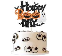 1Pcs Happy Boo Day Cake Topper Glitter Little Boo Halloween Party Cake Decoration Spooky Bat Cake Pick for Ghost Halloween Theme Baby Shower Kids Birthday Party Cake Decorations