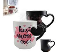 1PCS Heart-Shaped Color-Changing Magic Mug, Mother's Day Funny Ceramic Coffee Cup with Surprise Design Reveal, Romantic Heat-Sensitive Gift to Mom, Couples, & Anniversaries