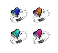 1Pcs Heart-Shaped Open Hand Ring Thermochromic Ring Adjustable Ring Band Color Changing Mood Ring