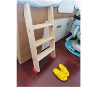 1pcs Heavy Duty Wooden Loft Bed Ladder with Hooks/Foot Caps - Extra Wide Non-Slip Pedals, 330lbs Load for Bunk Beds/RVs/Campers(3 Steps 100cm)