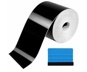 1PCS High Gloss Black Vinyl Wrap Tape 5cm x 10m, Automotive Car Vinyl Wrap Roll for Chrome Delete, Window Trim, Door Sill, Exterior Detailing, Waterproof Black Film with Free Application Tool Kit