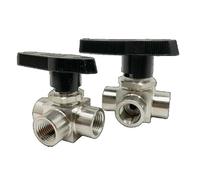 1pcs Horizontal G 1/8" 1/4" 3/8" 1/2" BSPP Female Tee L and T Port Ball Valve 304 Stainless Steel Water Gas Oil(1/8",304_L)