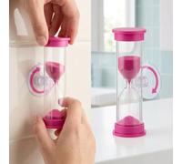 1Pcs Hourglass Sand Timer 2 Minute with Suction Cup | Clear pink color, Suction cup holds securely on flat surfaces, No batteries needed for games