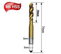 1Pcs HSS Metric Spiral Thread Tap Drill, Hand Tap for Wood and Metal Working, Compatible with M5 M6 M8 Sizes (M6)