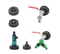 1pcs IBC Tank Tap S60*6 Coarse Thread to 1/2'' 3/4'' 1" Water Connector Replacement Valve Fitting(Black)