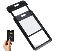 1PCS ID Card Holder, Sliding Card Protector Bag with Double-Sided Transparent Window, Vertical Hard Plastic case for Work Badge, Suitable for ID Card, Credit Card, Driver's License and Passport