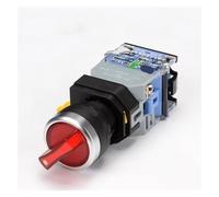 1PCS illuminated rotary button switch 22MM 2-position 3-position self-locking LED rotary switch red and green head LA38-11XD/2(Red,2 POSITION_24V)