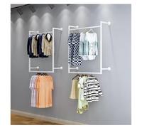 1PCS Industrial Wall-Mounted Garment Rack Metal Detachable Clothes Rail Multi-Purpose Hanging Rod for Closet Sto Double Pole Pipe Shelf (White 120x150 cm)