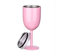 1PCS Insulated Pink Wine Glasses Double Wall Food Grade Stainless Steel Travel Cup with Leak Proof Lid for Adult