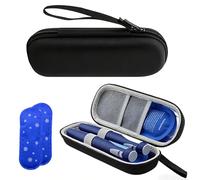 1Pcs Insulin Cooler Travel Case with 2 Ice Packs, Portable Medicine Cool Bag for Diabetic Supplies, Insulin Pen Case for Travel, Camping and Emergency Storage, 21 * 7 * 5cm (Black)