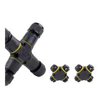 1PCS IP68 M20 Cross-type Outdoor Waterproof Wir Connector Electrical Cable 4 Way Screw Locking Terminal 2/3Pin Rainproof Junction Box(M20 Cross 3P 9-12mm)