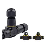 1PCS IP68 M20 T Type 3 Way Waterproof Cable Connector 2/3Pin Lever Wiring Terminal for Electrical Junction Box Outdoor Wire Connector(M20T 3P 9-12mm)