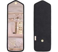 1Pcs Jewelry Storage Roll Bag Large Capacity Zippered Pocket Display Organizers Cotton Foldable Organizer For Travel And Outings(Black,14x14.5cm)