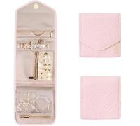 1Pcs Jewelry Storage Roll Bag Large Capacity Zippered Pocket Display Organizers Cotton Foldable Organizer For Storing,Organizing Jewelry(Pink,14x14.5cm)