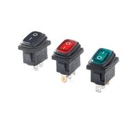 1PCS KCD1 KCD3 rocker switch red, green and black with LED light 2Pin 3Pin 2-position switch waterproof and dustproof 10A 20A switch power button(KCD1,Red LED 3Pin)