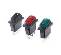 1PCS KCD1 KCD3 rocker switch red, green and black with LED light 2Pin 3Pin 2-position switch waterproof and dustproof 10A 20A switch power button(KCD3,Black 2Pin)