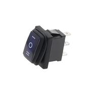 1PCS KCD1 waterproof mini toggle switchs no light latching 3gear 3pin ON-OFF-ON button rocker switch AC 250V/6A 125V/10A(3D3P-Blue)