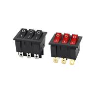 1PCS KCD3 40.3X33.3mm 9 Pin 2 Position Power Rocker Switch With Red Ligh 3 Way Black Triple Switch ON-OFF/ON-ON 16A/30A 250VAC(9 Pin Red Light)