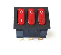1PCS KCD3 9-pin red with light three-pole power switch three-in-one combination rocker switch 15A 250V AC