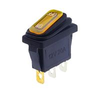 1PCS KCD3 Ship Type 3pin ON/OFF 15A 250V / 20A 125V AC,Light Waterproof Power Switch High Current Rocker With LED Button Switch(Yellow,LED DC 12-24V_1 PCS)