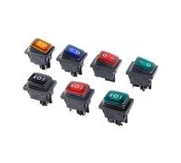 1PCS KCD4 rocker switch power button switch LED 4-pin 6-pin 2-speed 3-speed 20A switch waterproof and dustproof(Green LED 4P 2Gears)