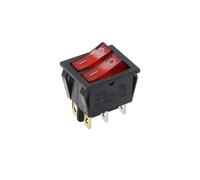 1PCS KCD6 16A 250V AC Rocker Switch Boat Switch 6Pins With Lamp ON-OFF KCD8 20A125V AC The Power Switch IDGTTLDF(6Pin Red Light)
