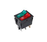 1PCS KCD6 rocker switch transparent with LED light single and double 4-pin 6-pin 2 gears ON OFF 15A 20A silver contacts(RedGreen LED 6P2Gear)